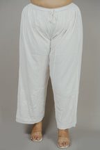 White MALABIS.in Batool Plus Size Rayon Lucknowi Chikankari Kurti & Palazzo Co-Ord Set - Ideal for Casual Office &amp; Everyday Comfort