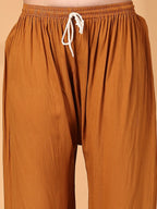 Mustard Raniya 3D Rayon Muquesh Kurti & Palazzo Set