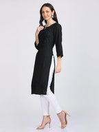 Black Madiha Rayon kurti with Muquesh Work
