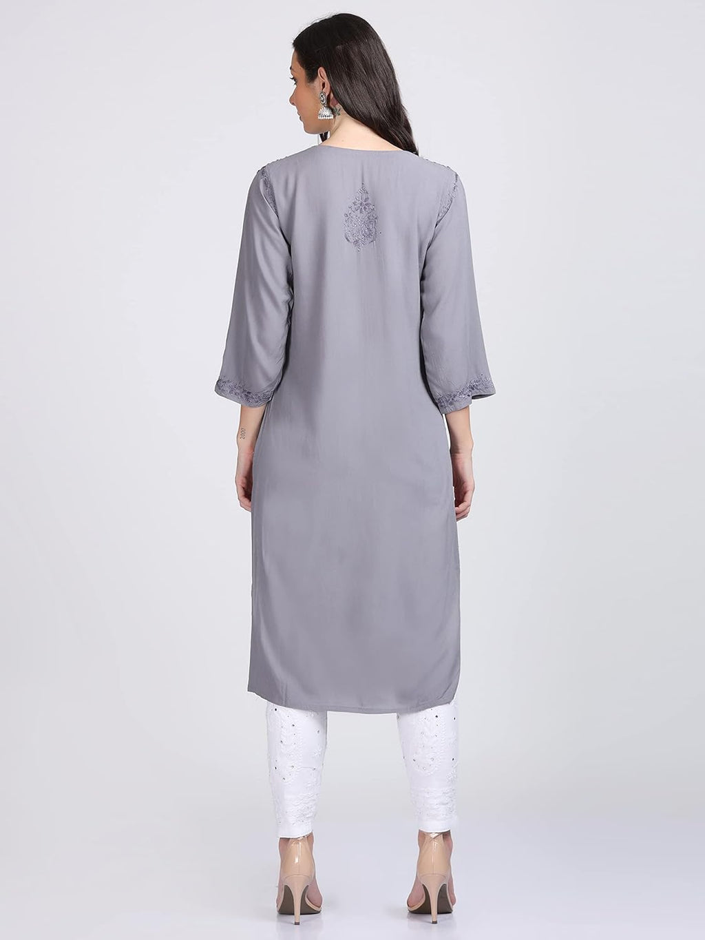 Gray Madiha Rayon kurti with Muquesh Work