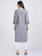 Gray Madiha Rayon kurti with Muquesh Work