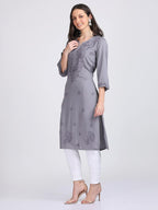 Gray Madiha Rayon kurti with Muquesh Work