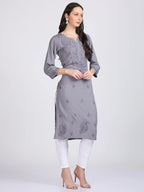 Gray Madiha Rayon kurti with Muquesh Work