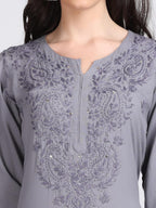 Gray Madiha Rayon kurti with Muquesh Work