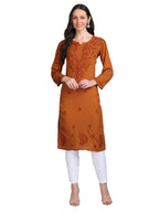 Mustard Madiha Rayon kurti with Muquesh Work