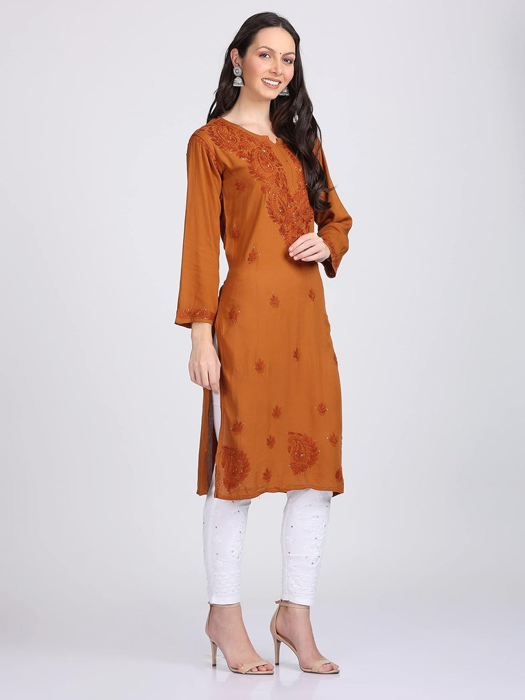 Mustard Madiha Rayon kurti with Muquesh Work