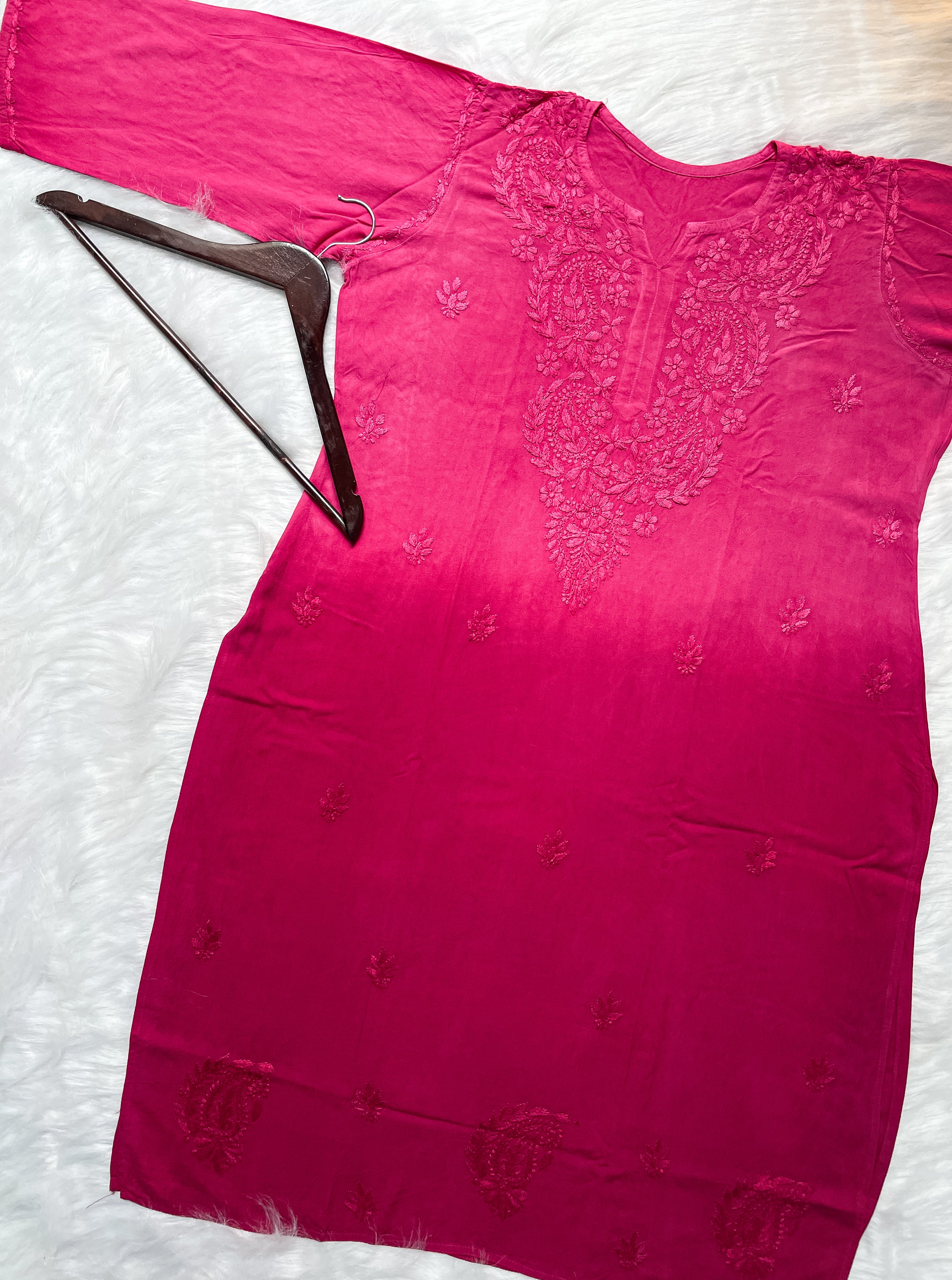 Pink Laila Ombre Dyed Rayon Kurti