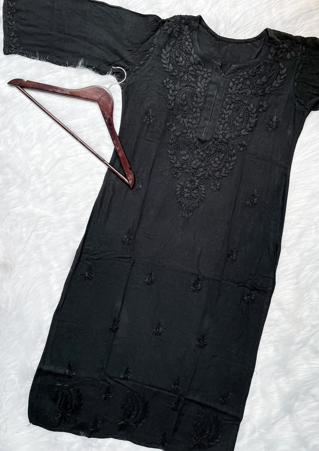 Black Laila Ombre Dyed Rayon Kurti