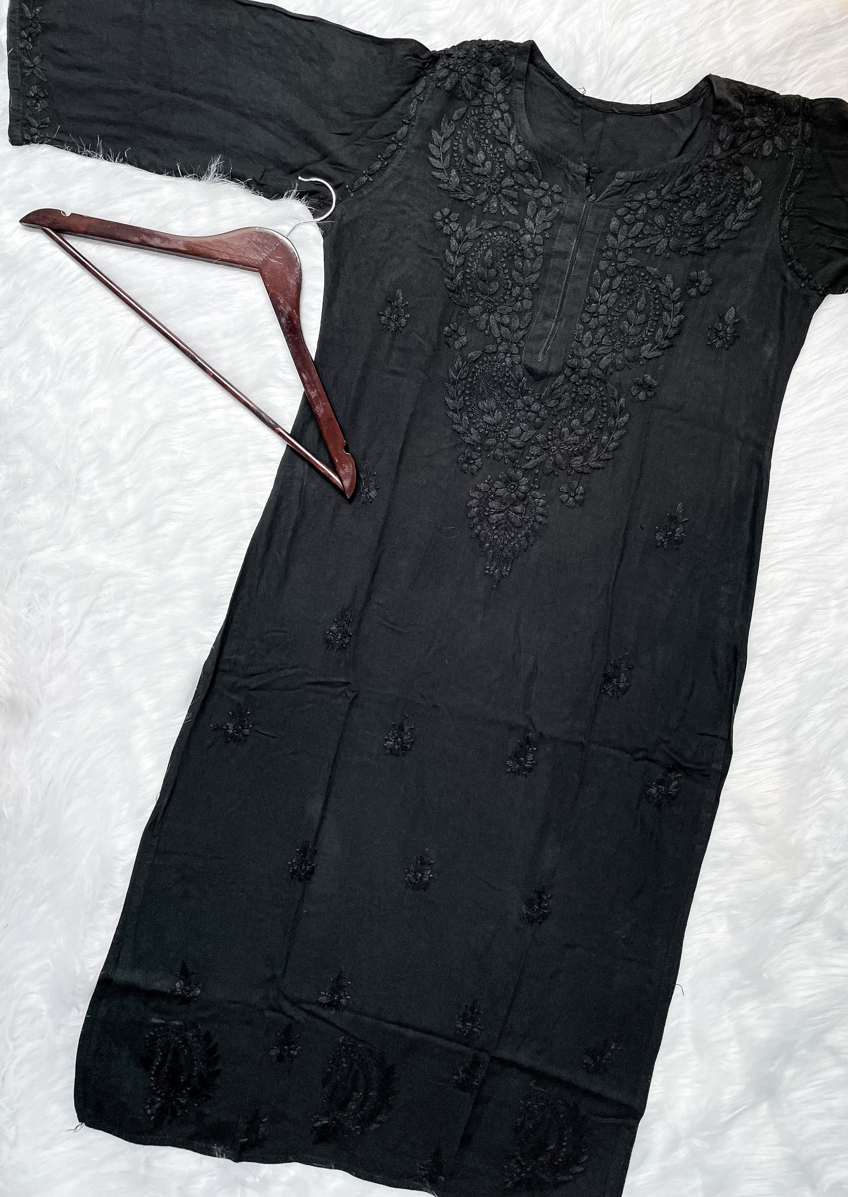 Black Laila Ombre Dyed Rayon Kurti