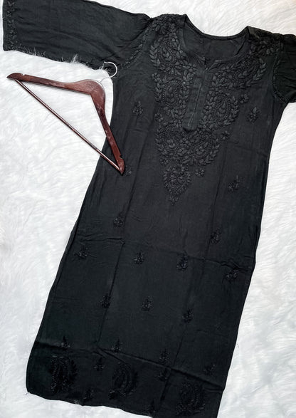 Ombre Dyed Shaded Rayon Lucknowi Chikankari Kurti, Palazzo and Dupatta Set.