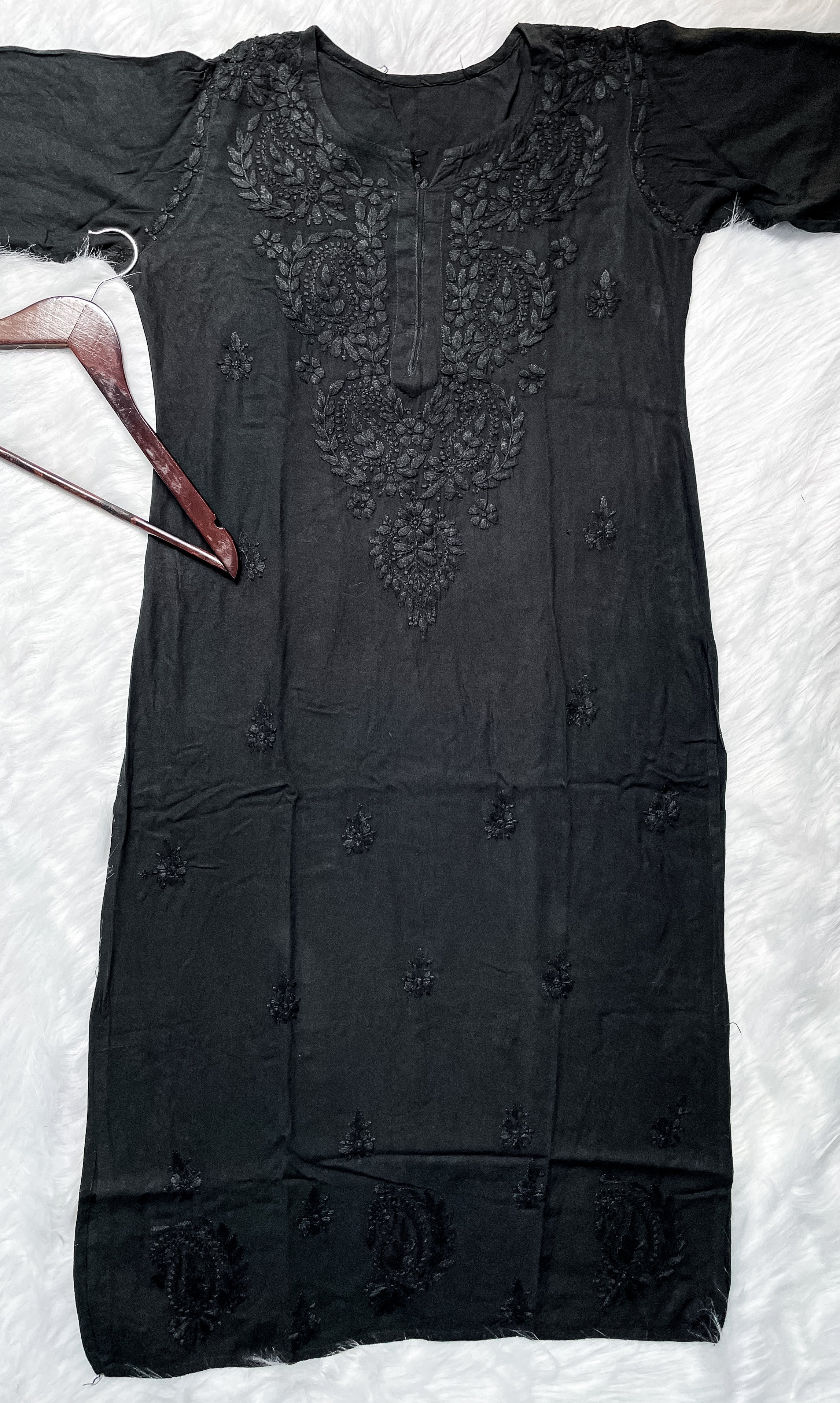 Black Laila Ombre Dyed Rayon Kurti
