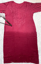 Maroon Laila Ombre Dyed Rayon Kurti