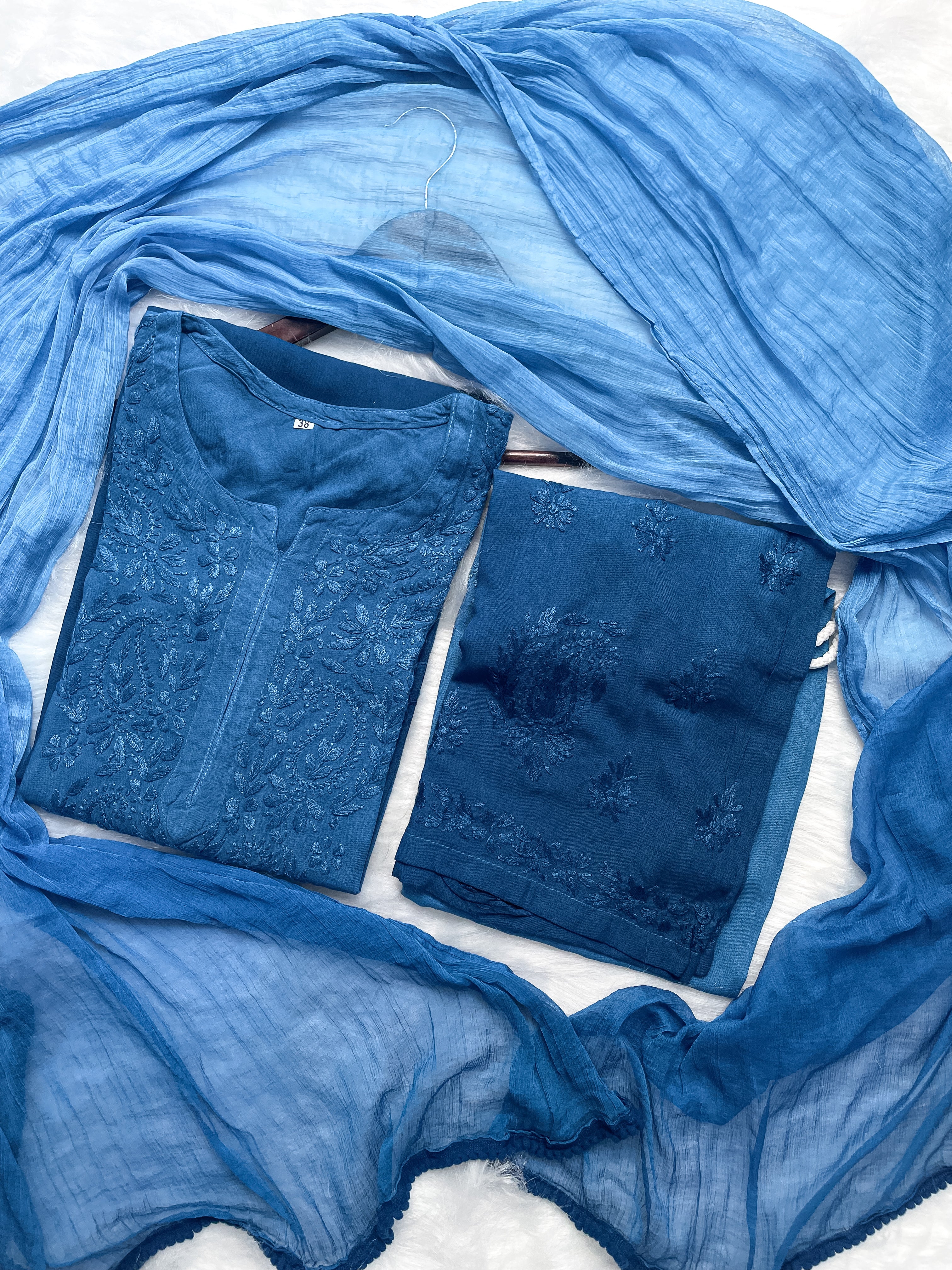 Powder Blue Laila Ombre Dyed Rayon Kurti