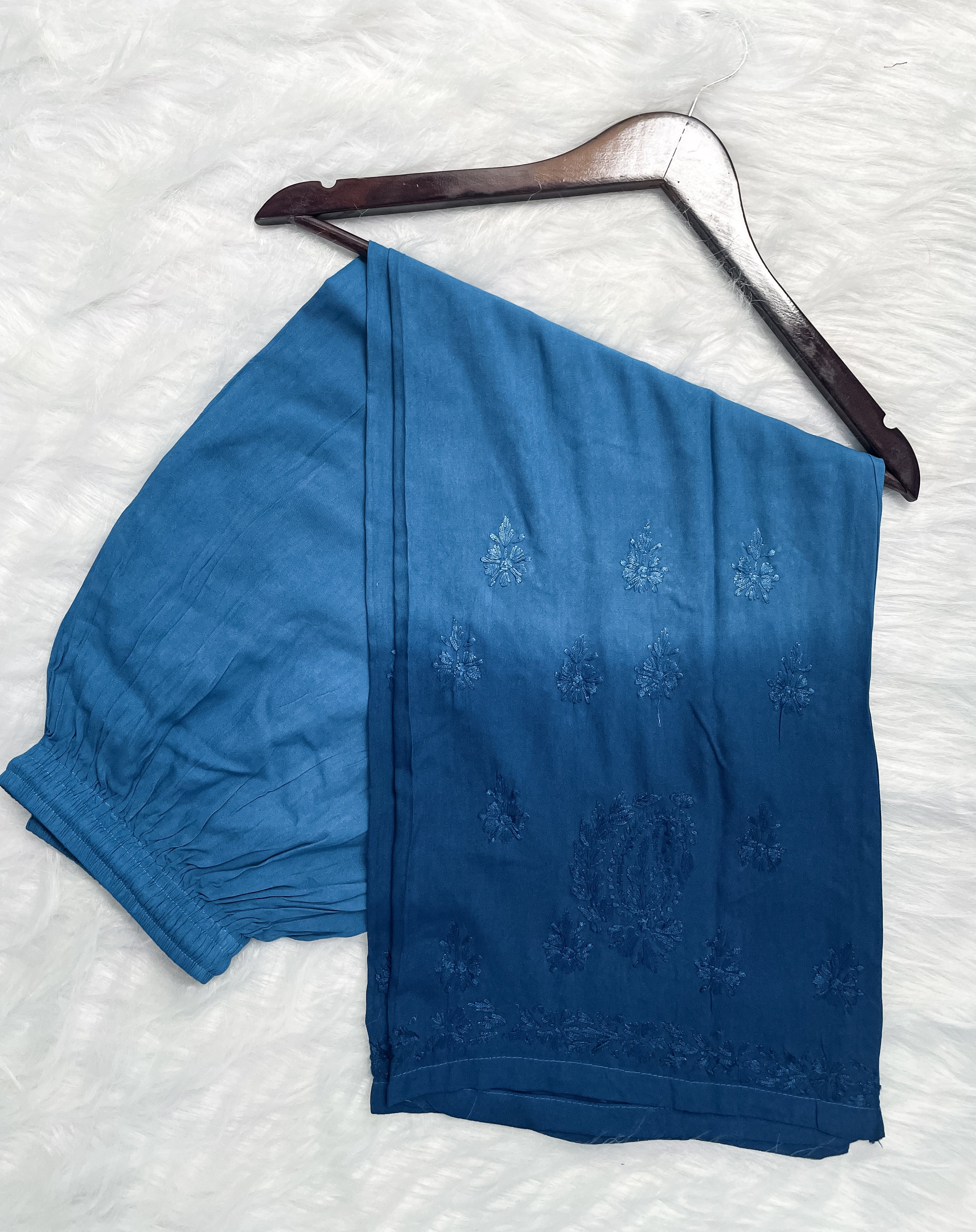 Powder Blue Laila Ombre Dyed Rayon Kurti