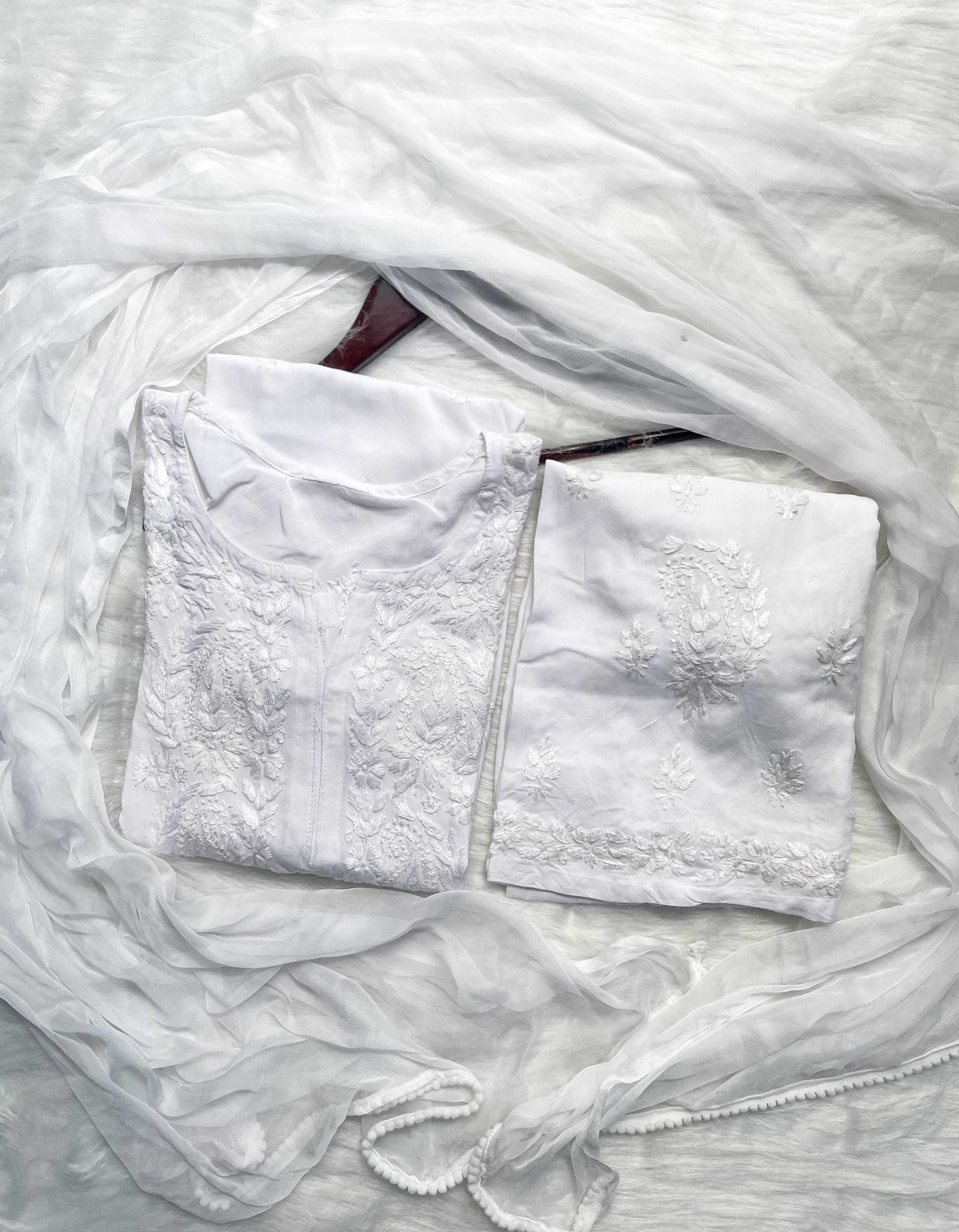 White Laila Ombre Dyed Rayon Kurti