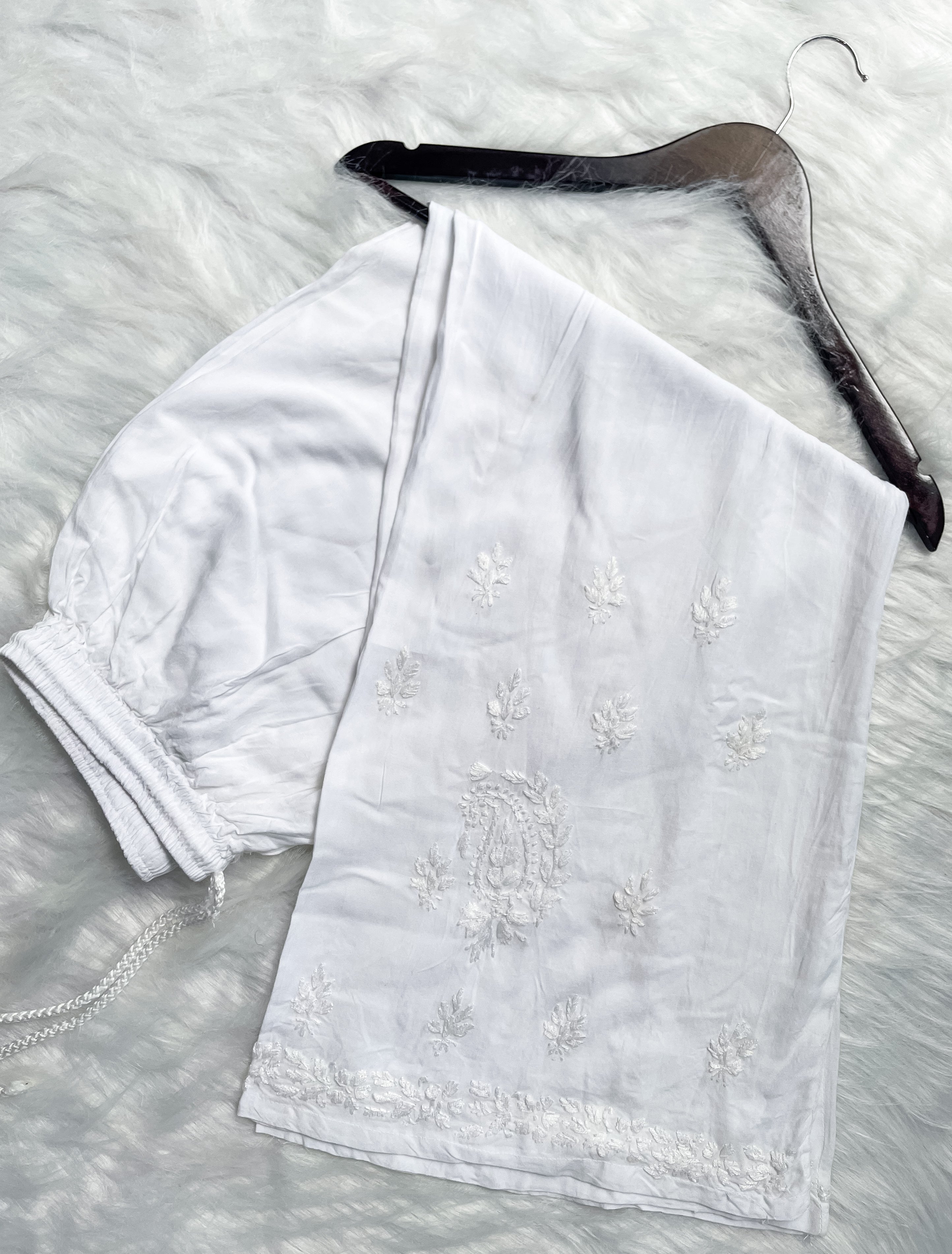 White Laila Ombre Dyed Rayon Kurti