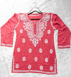 Coral Mehwish Chikankari Rayon Short Top