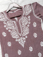 Mauve Mehwish Chikankari Rayon Short Top