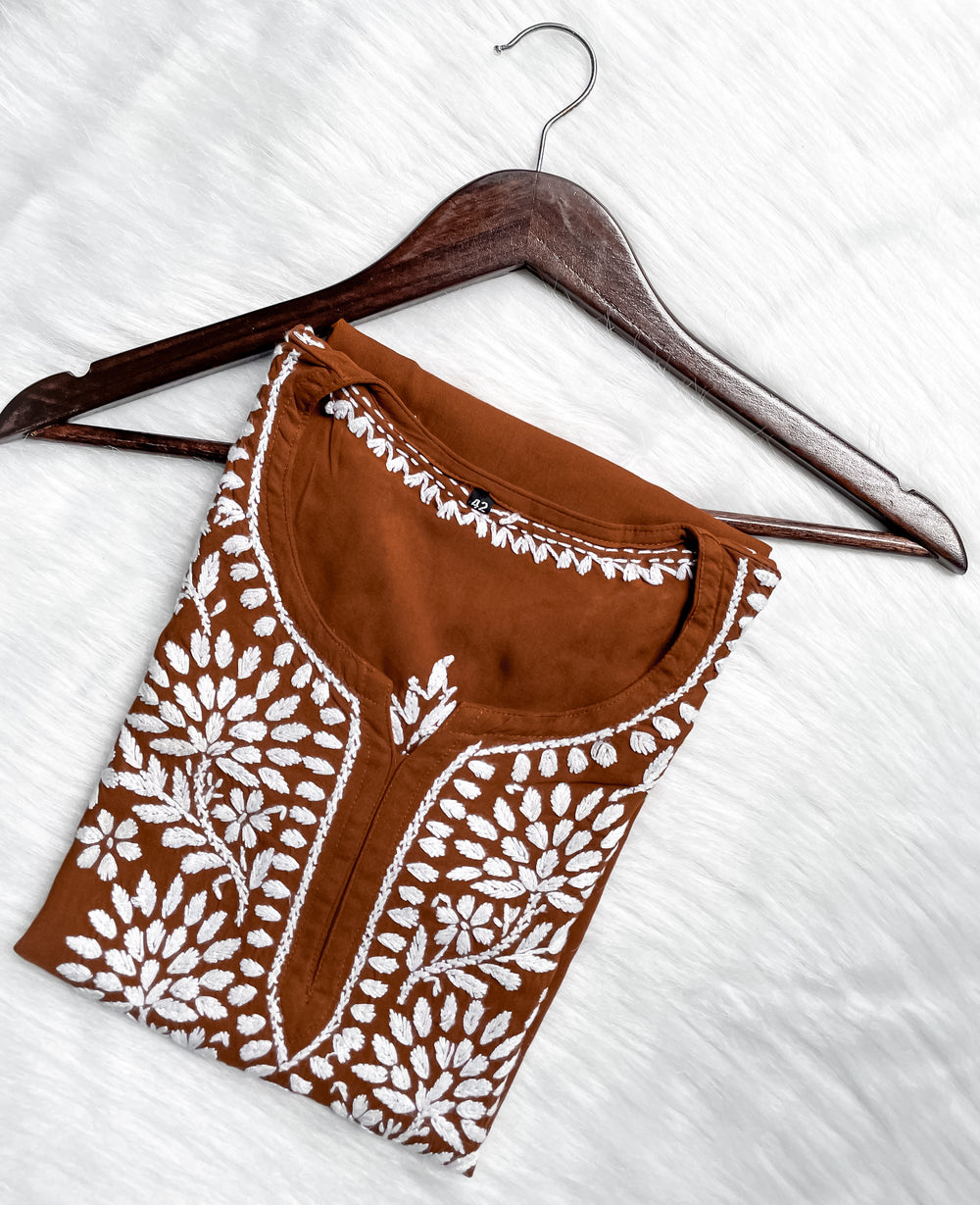 Soft Rayon Short Chikankari Kurti – 28" Inches Length, Comfortable, Breathable & Perfect for Every Occasion