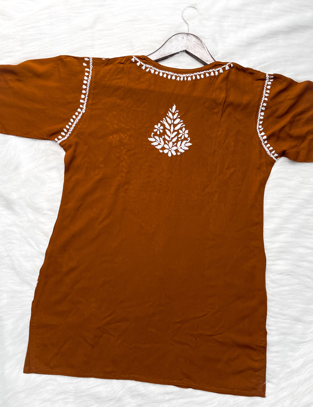 Mustard Mehwish Chikankari Rayon Short Top