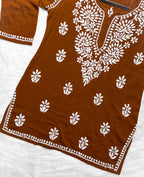 Mustard Mehwish Chikankari Rayon Short Top