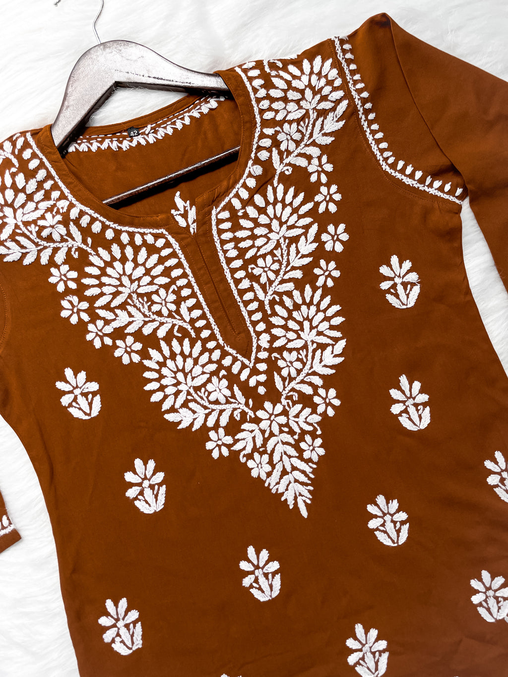 Mustard Mehwish Chikankari Rayon Short Top