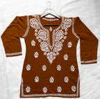 Mustard Mehwish Chikankari Rayon Short Top