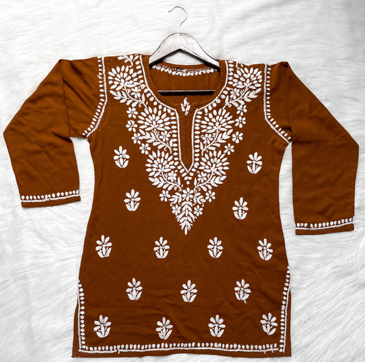 Soft Rayon Short Chikankari Kurti – 28" Inches Length, Comfortable, Breathable & Perfect for Every Occasion