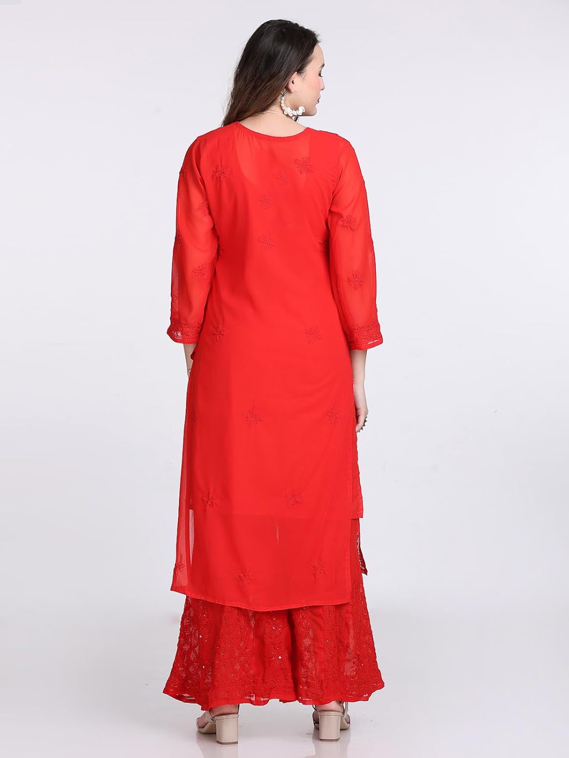 Hala Georgette Muquesh Embellishments Kurta, Sharara & Dupatta Set With Matching Cotton inner