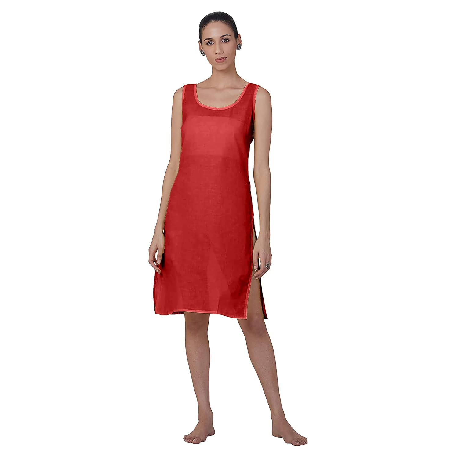 Red Iffat Georgette Kurti, Inner & Lycra pant Set