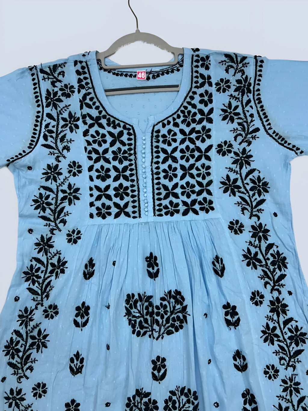 Blue Rida Nyra Style Cotton Chikankari Kurti