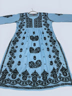 Blue Rida Nyra Style Cotton Chikankari Kurti