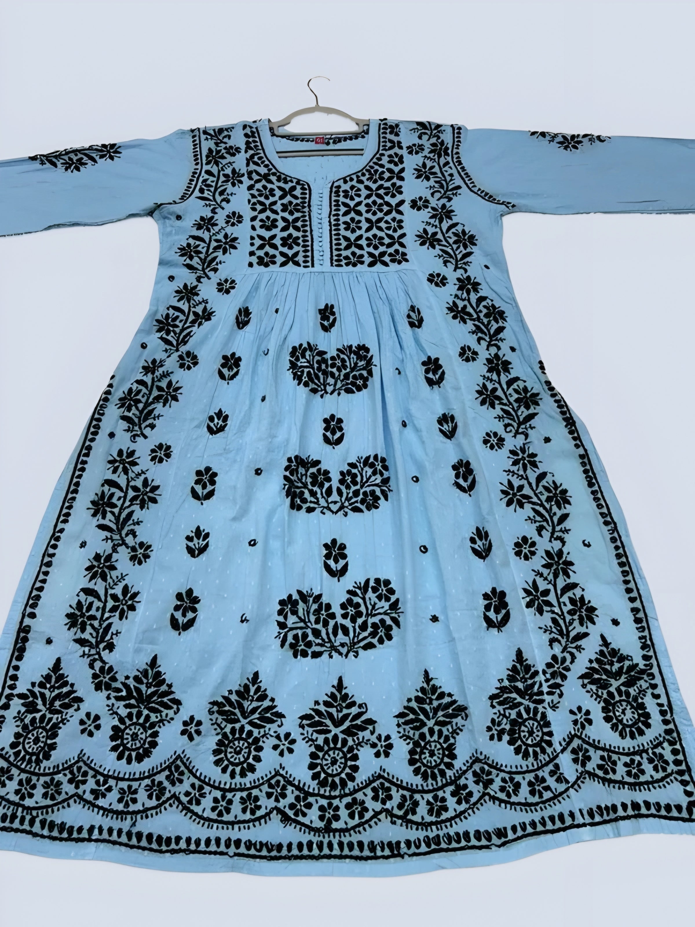 Blue Rida Nyra Style Cotton Chikankari Kurti