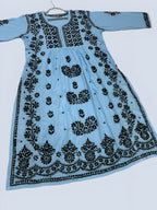 Blue Rida Nyra Style Cotton Chikankari Kurti