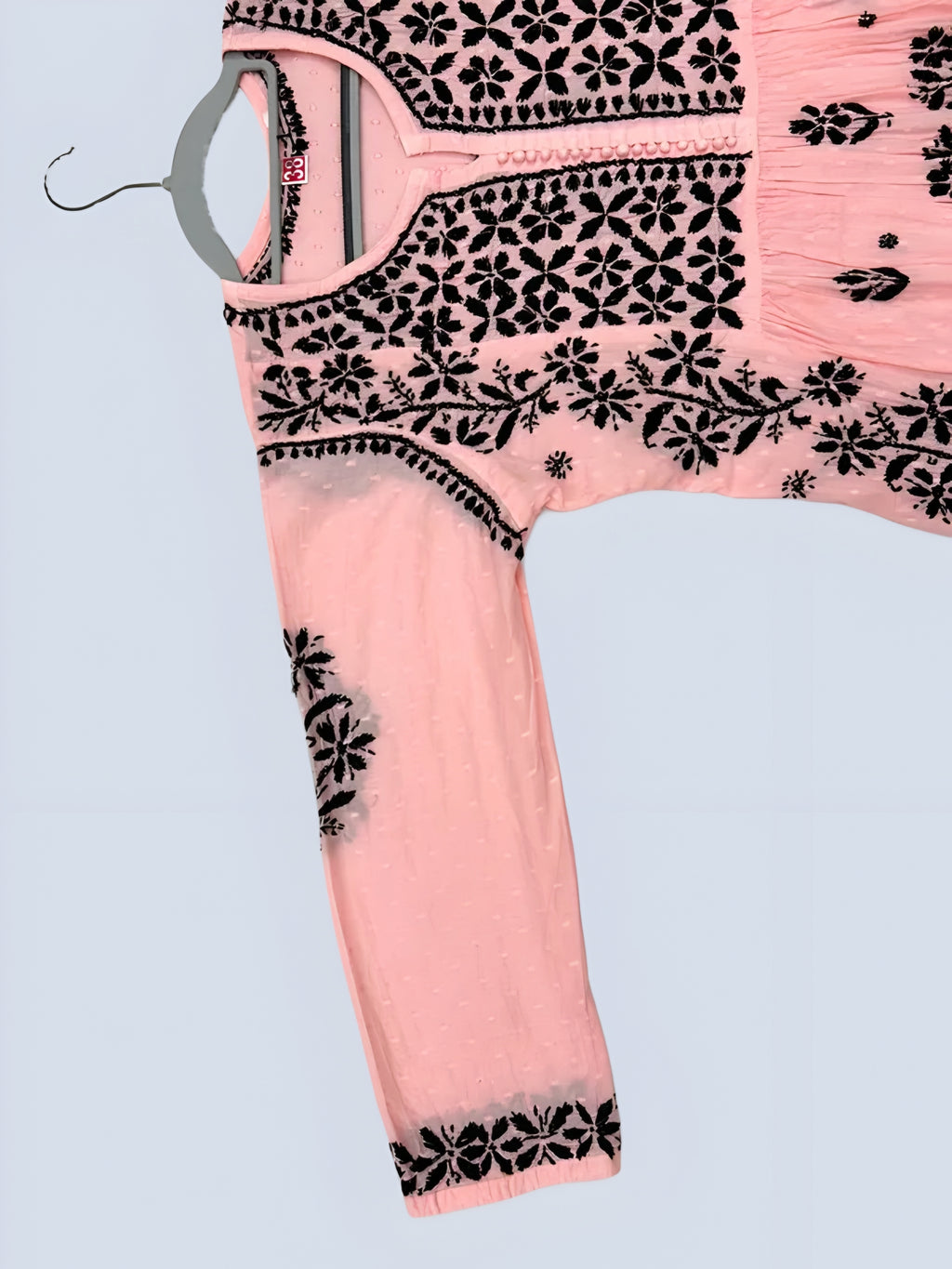 Peach Rida Nyra Style Cotton Chikankari Kurti