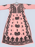 Peach Rida Nyra Style Cotton Chikankari Kurti