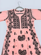 Peach Rida Nyra Style Cotton Chikankari Kurti