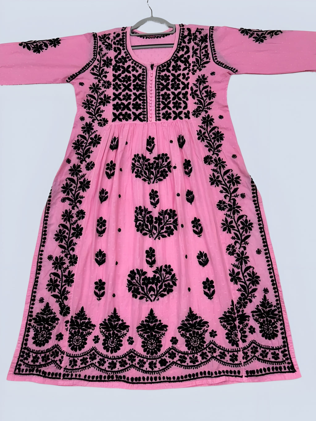 Pink Rida Nyra Style Cotton Chikankari Kurti
