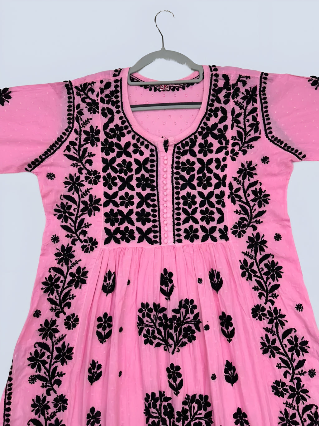 Pink Rida Nyra Style Cotton Chikankari Kurti