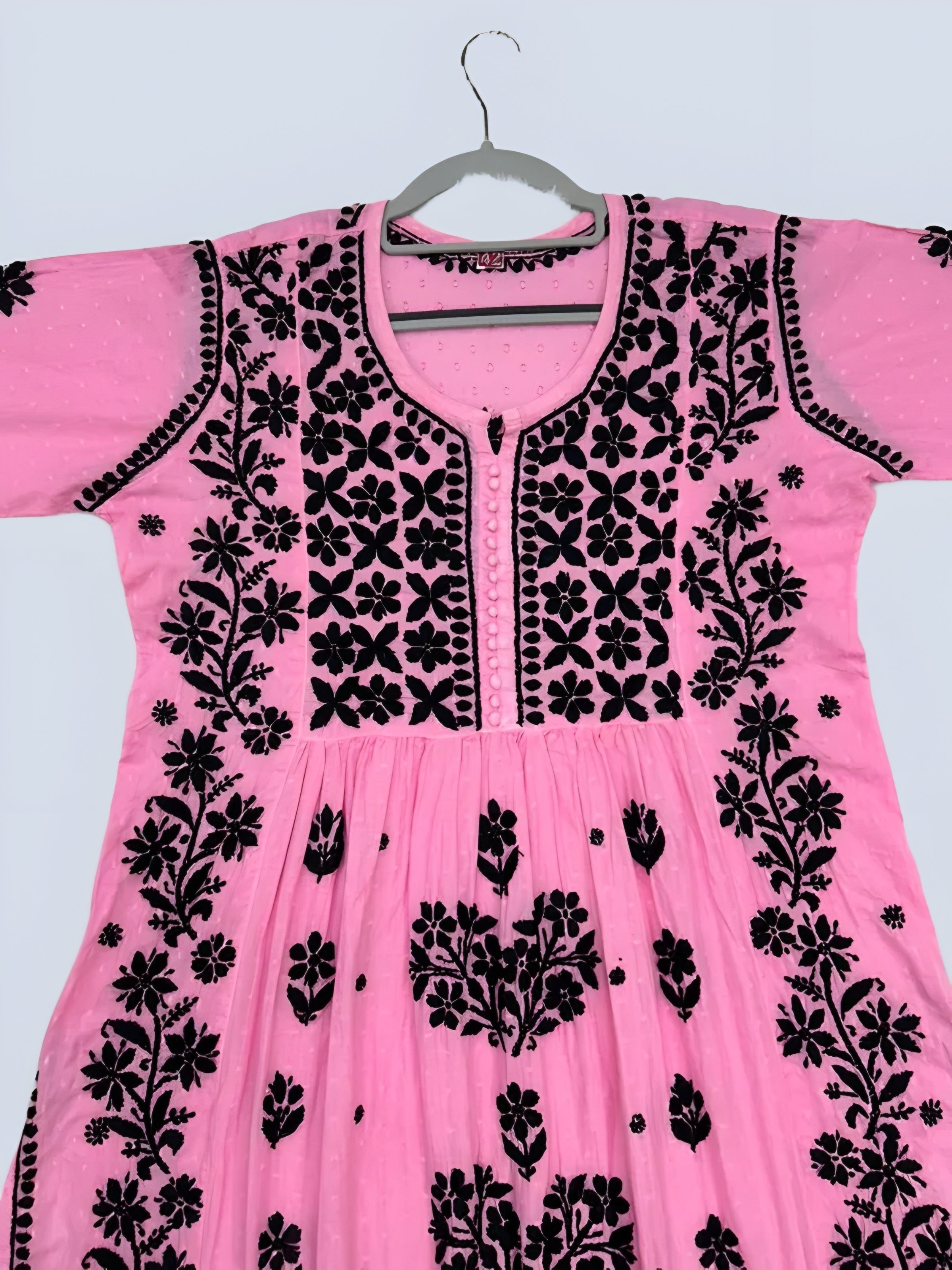 Pink Rida Nyra Style Cotton Chikankari Kurti