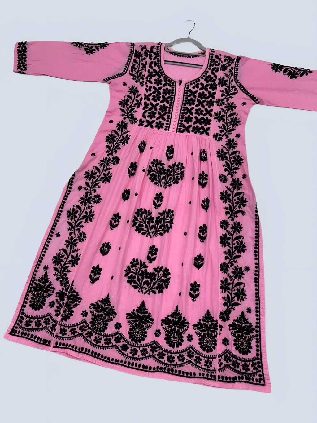 Pink Rida Nyra Style Cotton Chikankari Kurti