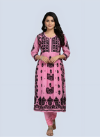Pink Rida Nyra Style Cotton Chikankari Kurti