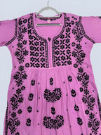 Wine Rida Nyra Style Cotton Chikankari Kurti