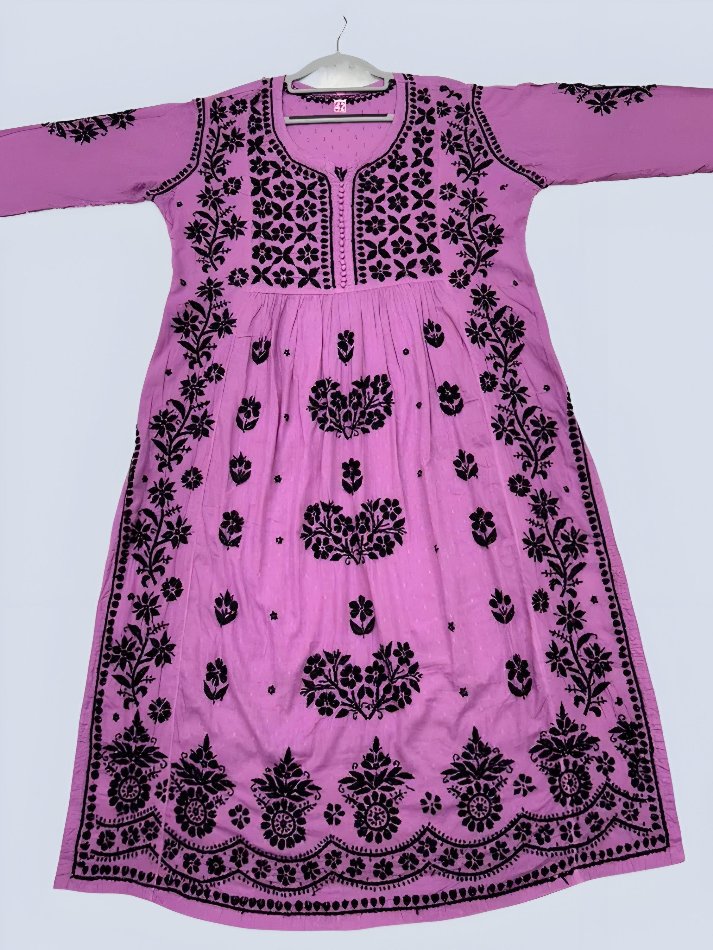 Wine Rida Nyra Style Cotton Chikankari Kurti