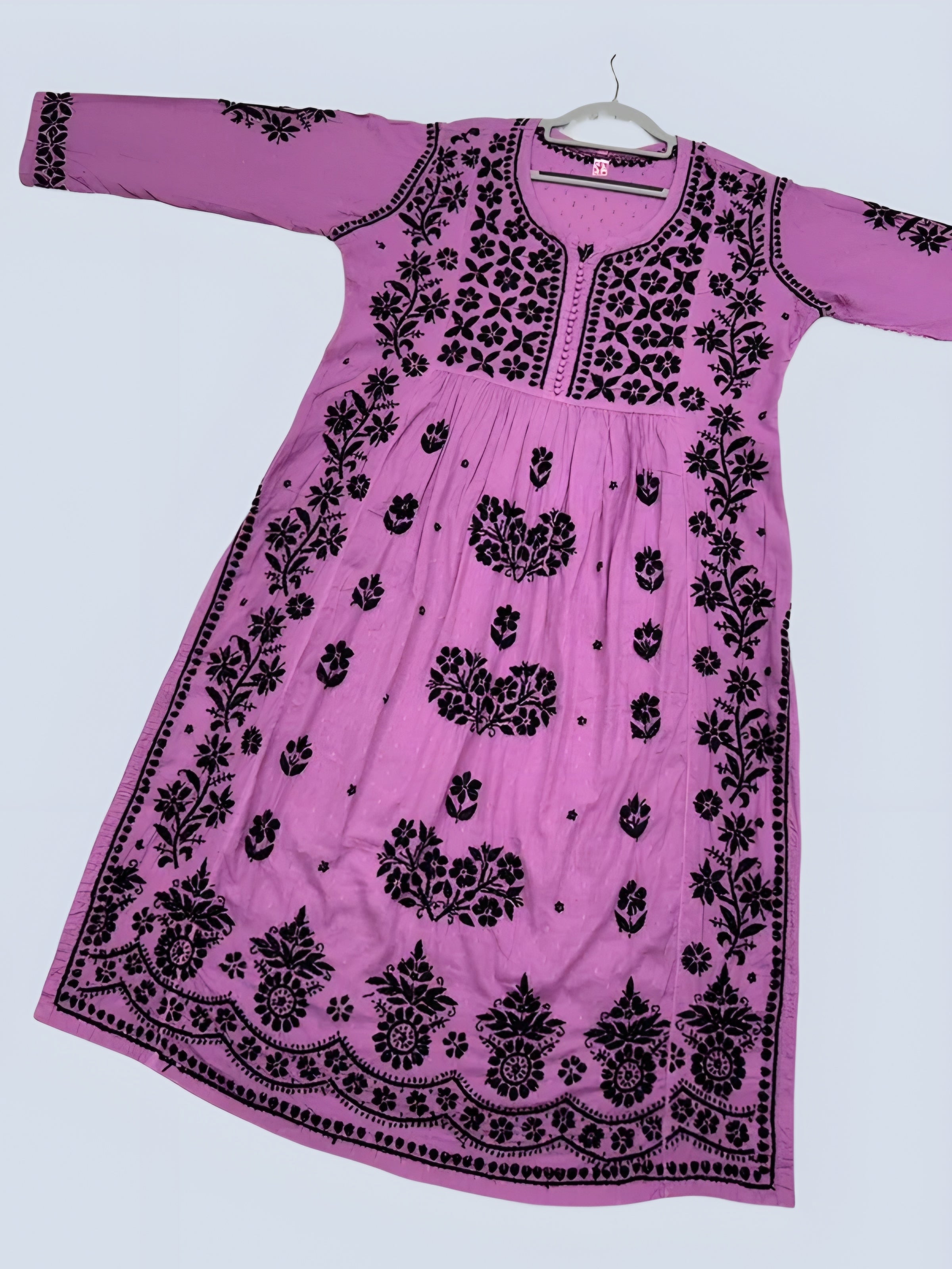 Wine Rida Nyra Style Cotton Chikankari Kurti
