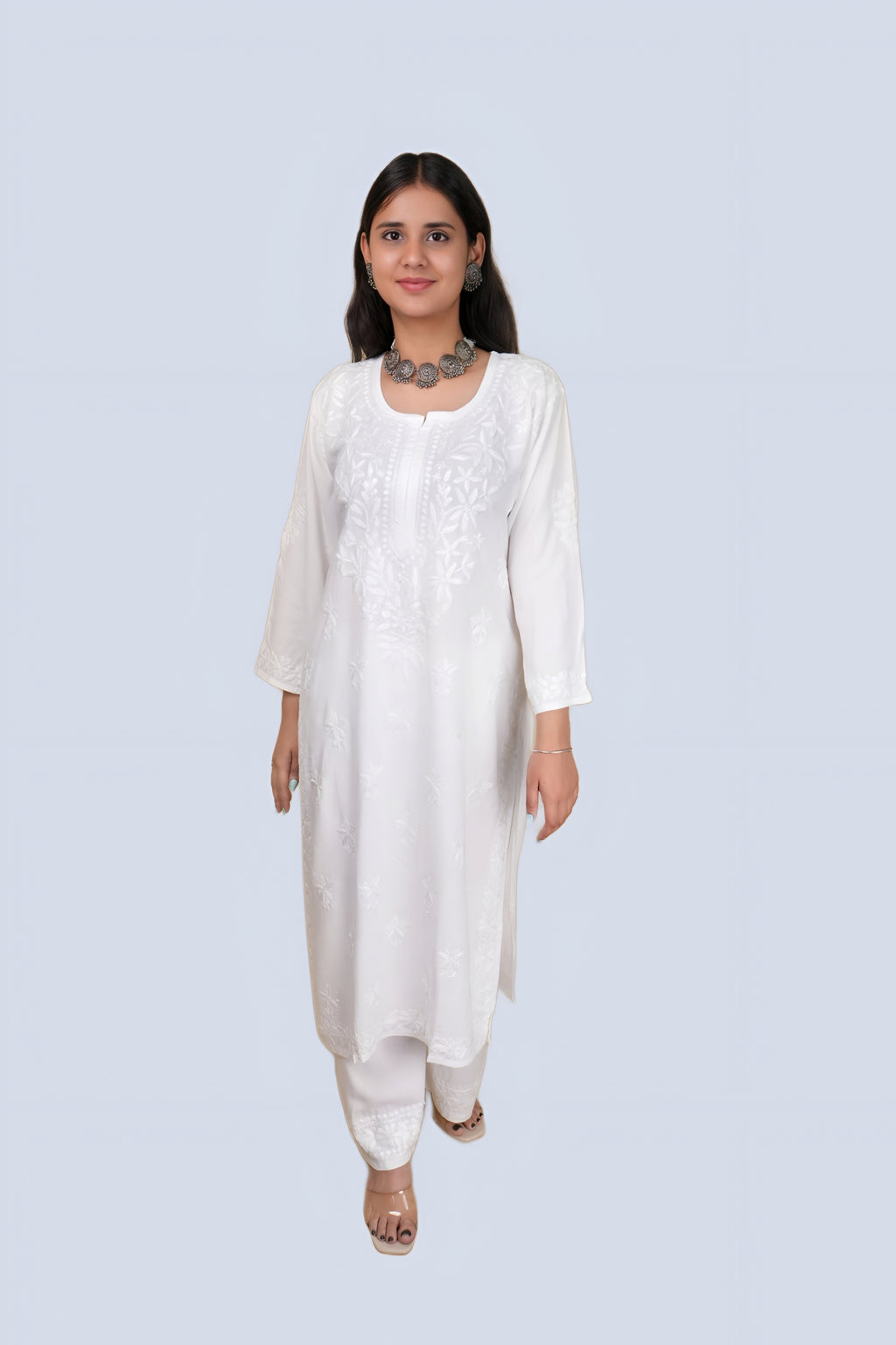 White rayon kurti