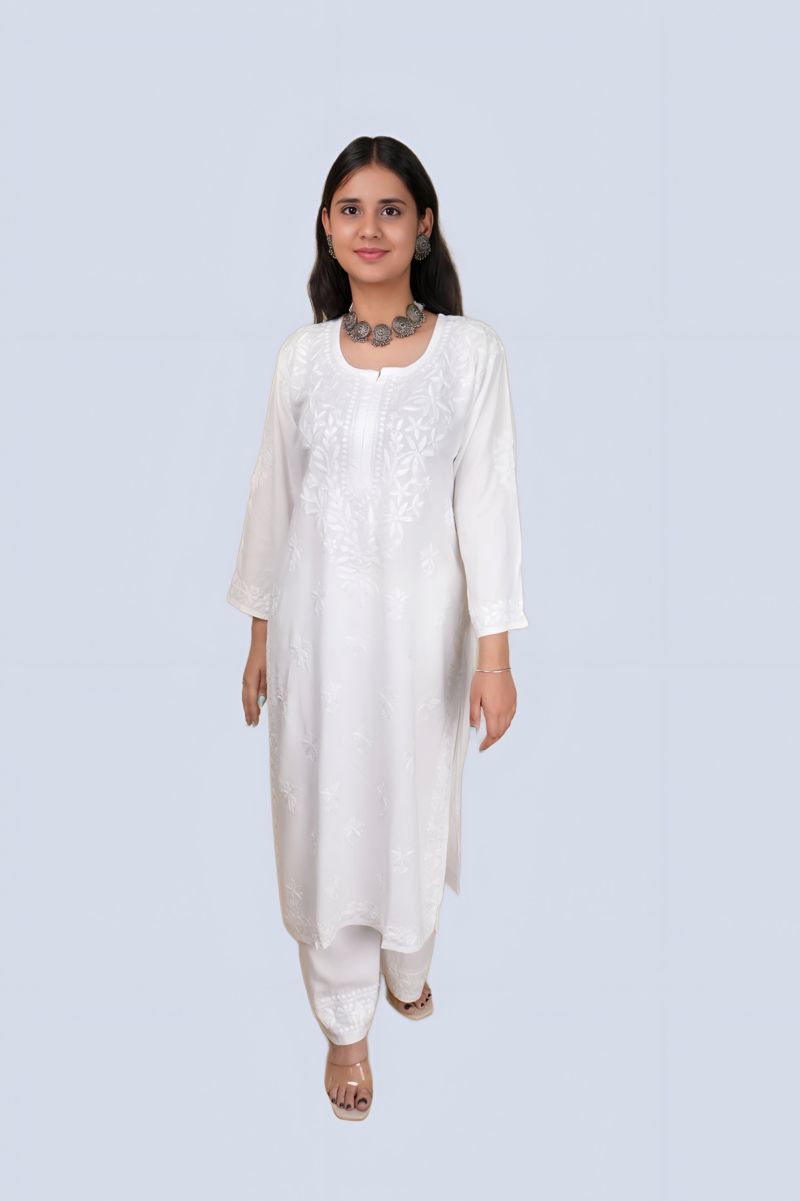White rayon kurti