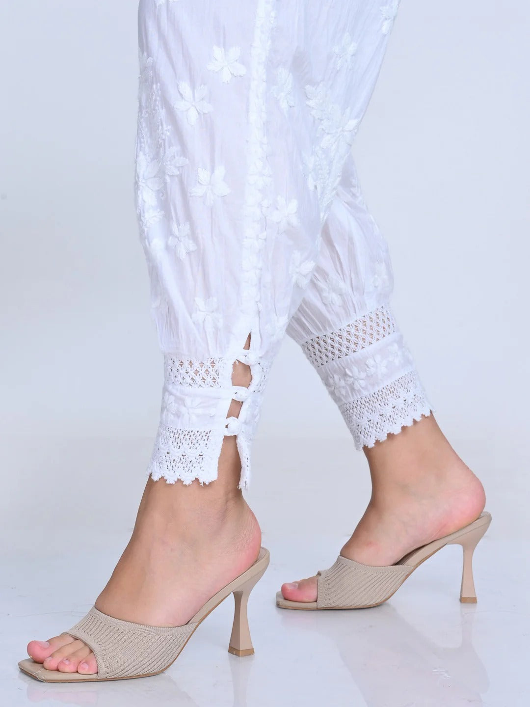 White Sahar Afghani Cotton Lycra Pant