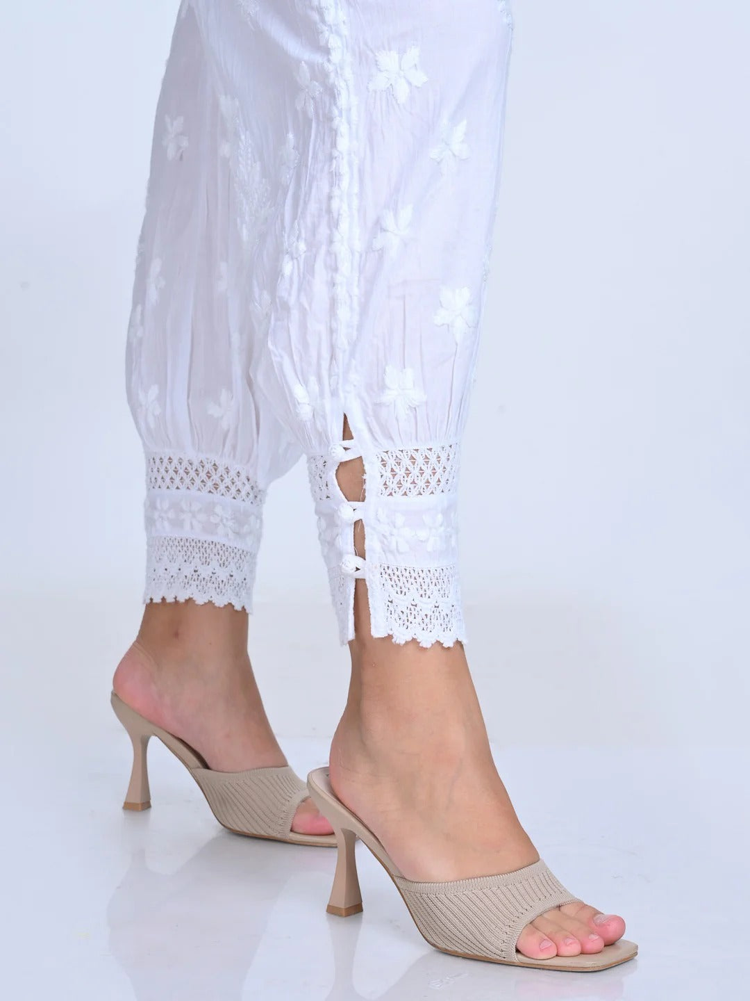 White Sahar Afghani Cotton Lycra Pant