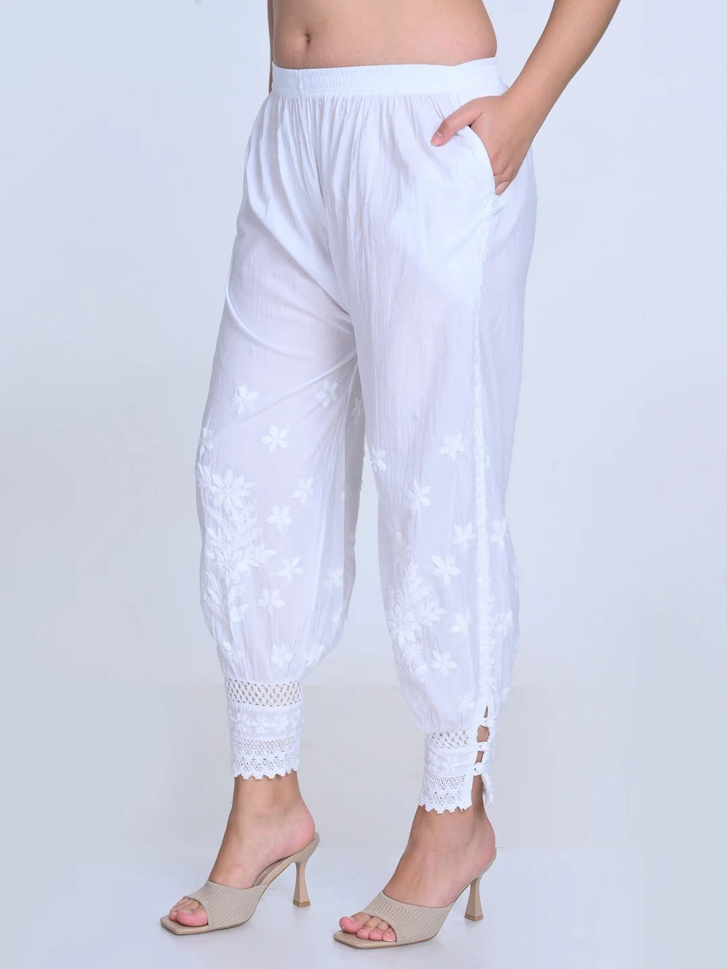 White Sahar Afghani Cotton Lycra Pant